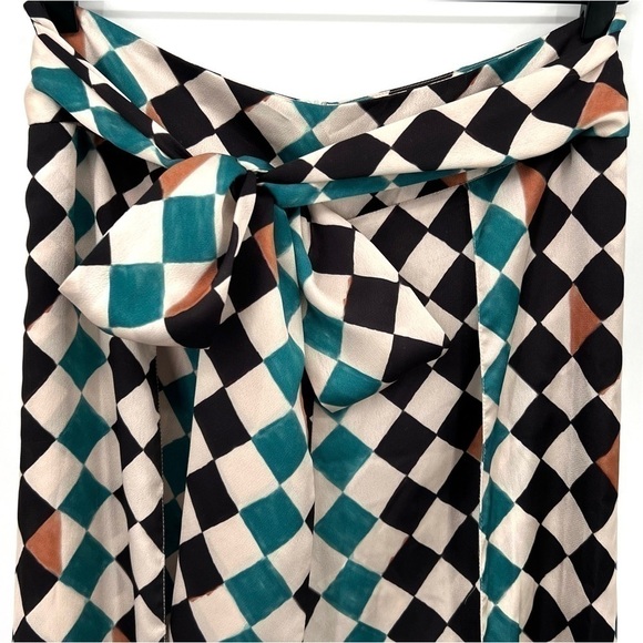 PatBO Pants Wide Leg Check Print High Waist Multicolor Size 8 - Picture 7 of 11